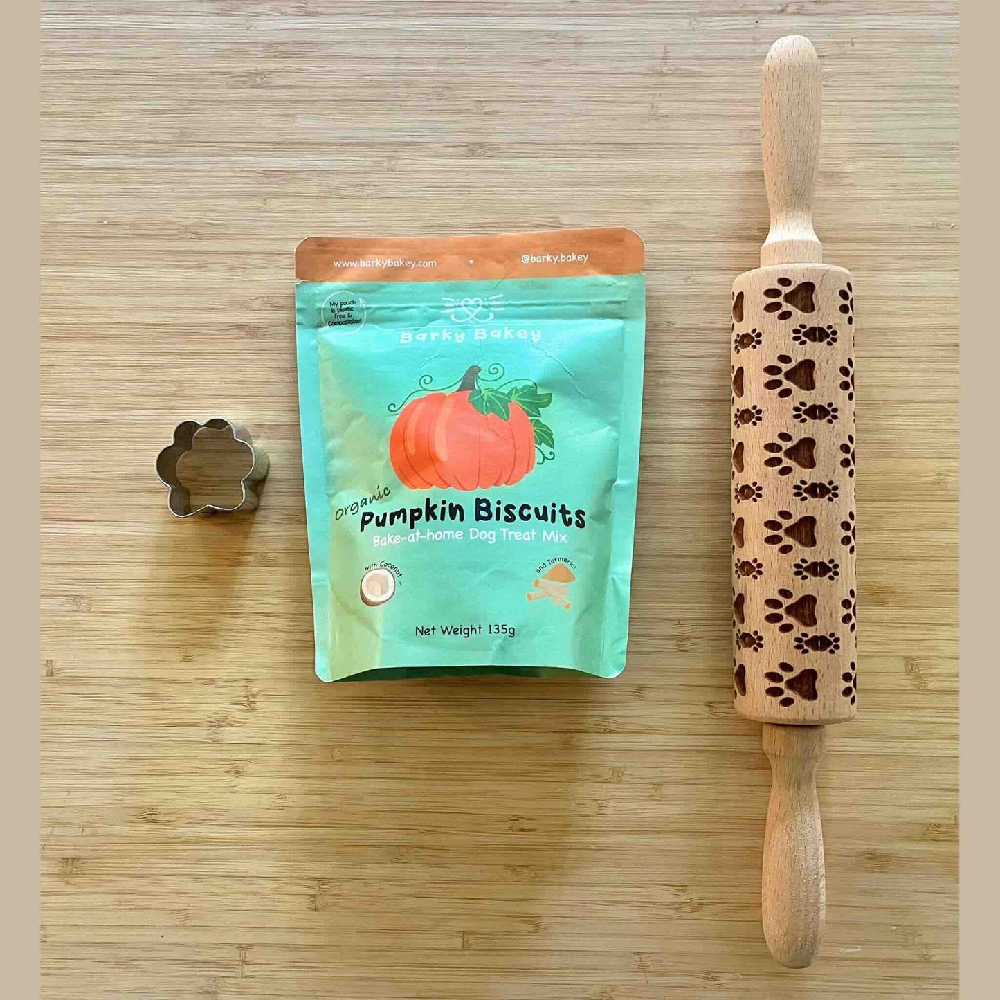 Rolling Pin + Cookie Cutter - Paw Prints🐾