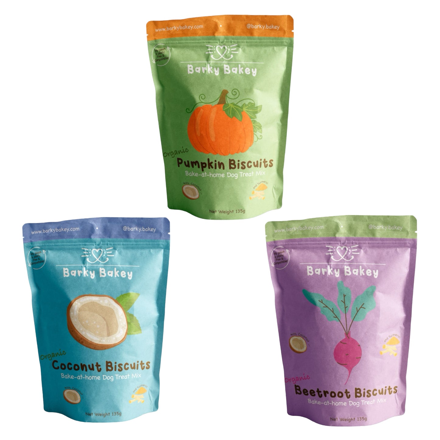 🎉Starter Pack - all 3 Flavours of Organic Baking Mix for Your Dog + free cookie cutter